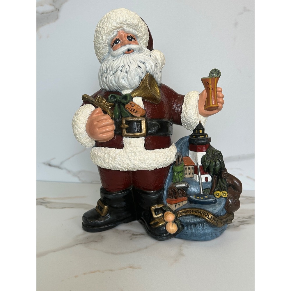 South Carolina Santa Claus Ceramic Figurine‎ Tea Lighthouse Golf Coastal Decor